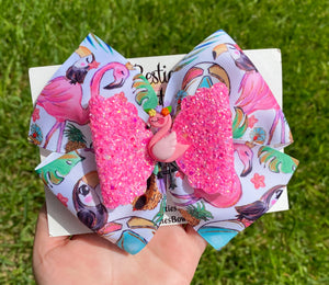 Flamingo 6” Ribbon Bow with Clay Center