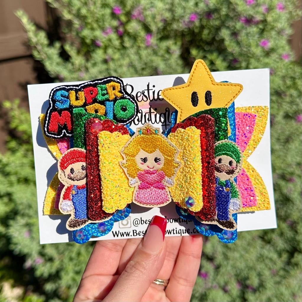 Super Mario 5.5” OTT Glitter Bow