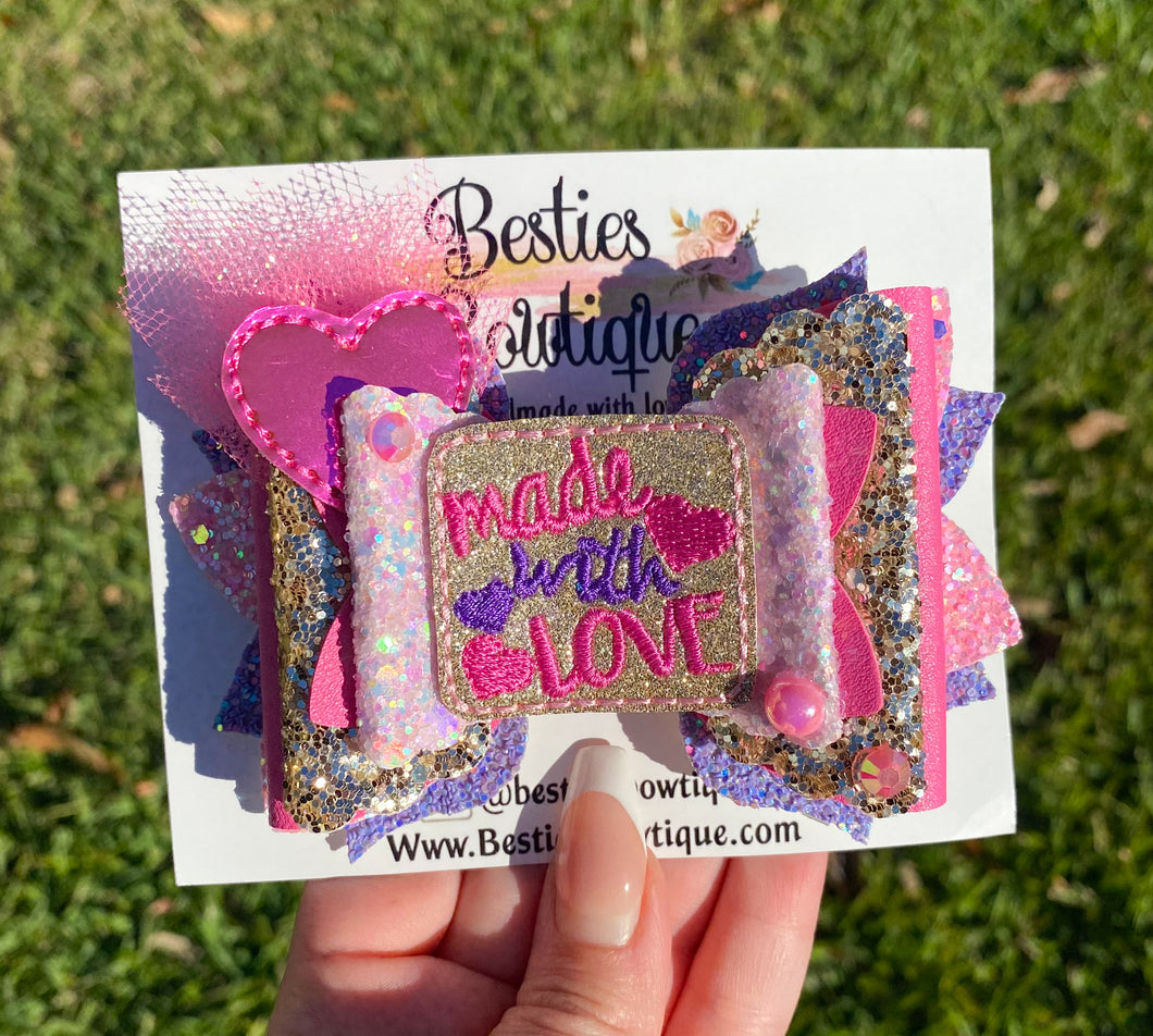 Made with Love! 4.5” Glitter Bow