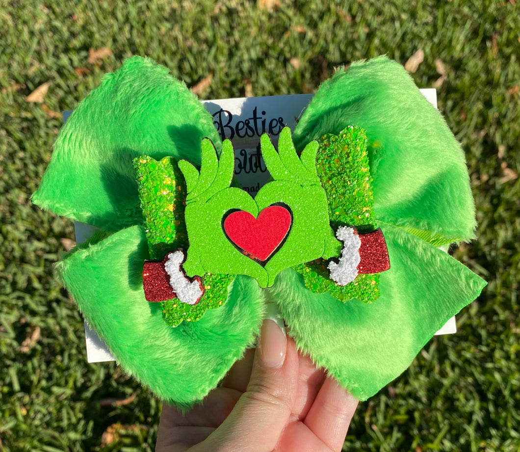 Grinch 6” Bow with Shaker Center