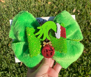 Grinch 6” Bow with Shaker Center
