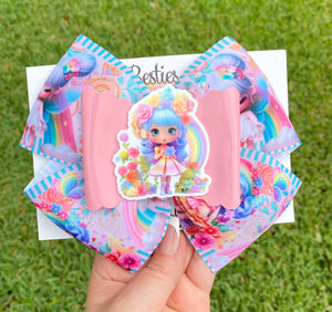 Rainbow Fairy 6” Ribbon Bow