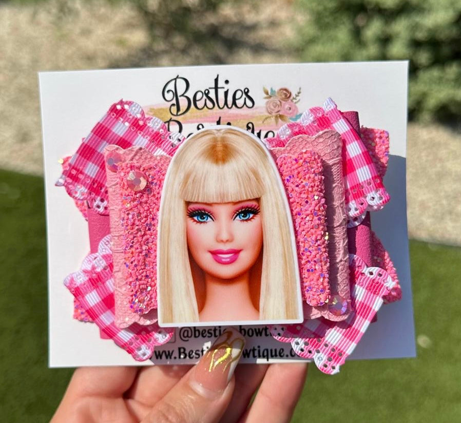 I’m a Barbie Girl 4.5” Glitter Bow
