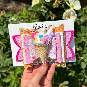 “One Of A Kind” Ice Cream Cone 5.5” Bow