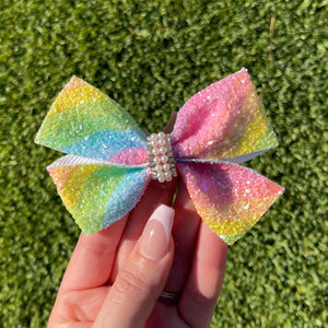 Rainbow 4” Glitter Bow