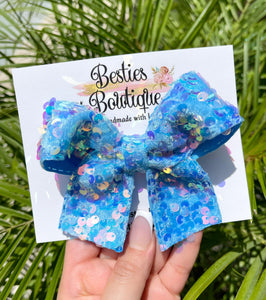 Blue 4” Sequin Bow