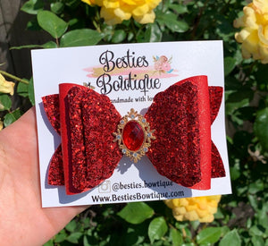 Red 4.5” Glitter Bow