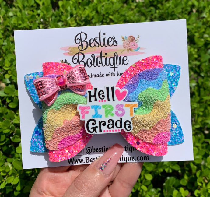 Hello First Grade 4.5” Bow