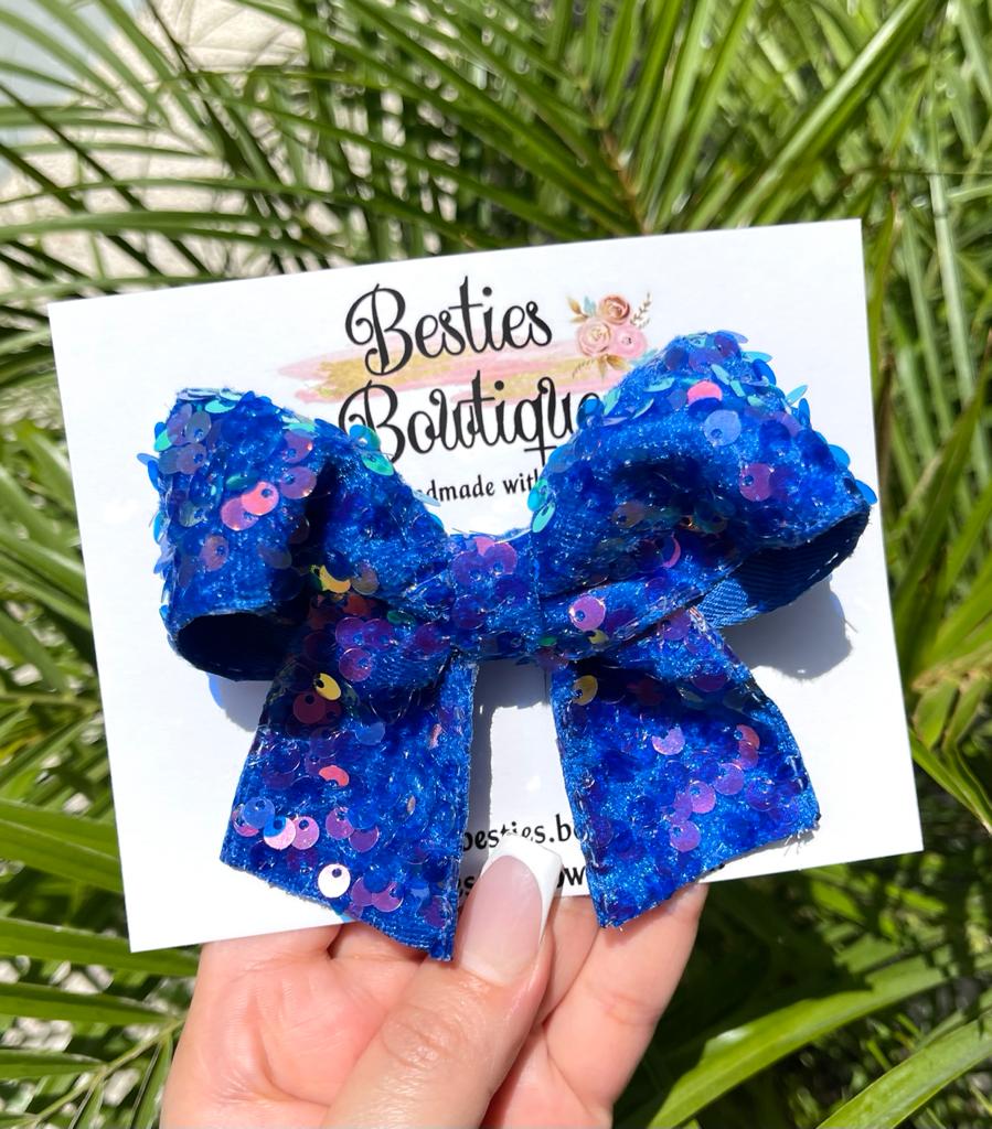 Royal Blue 4” Sequin Bow