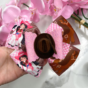 Cowgirl Hat 6” Ribbon Bow
