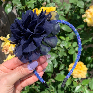 Navy Blue Flower Headband