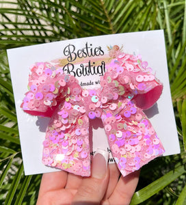 Pink 4” Sequin Bow