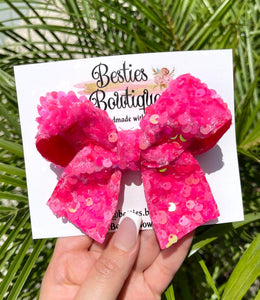 Hot Pink 4” Sequin Bow