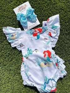 Mermaid Romper with Matching Bow